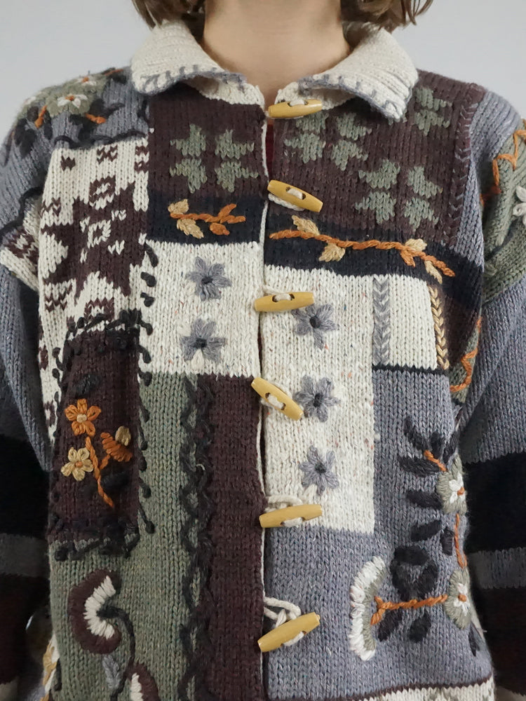 Floral Patchwork Cardigan - L