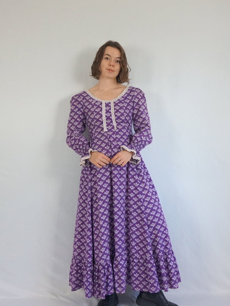 Laura Ashley Purple Puff Sleeve Maxi Dress - S