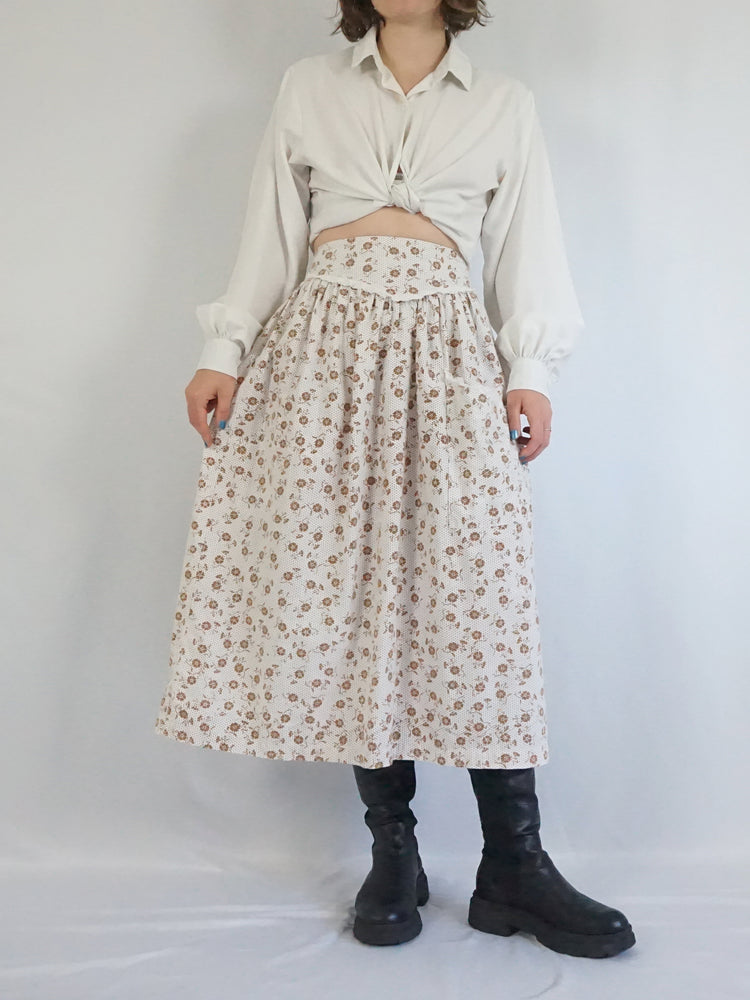Laura Ashley Brown Floral Skirt - 27"