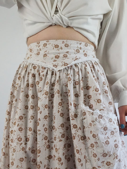 Laura Ashley Brown Floral Skirt - 27"