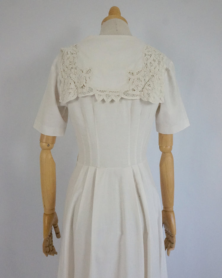 Laura Ashley Sailor Collar Linen Dress - XS