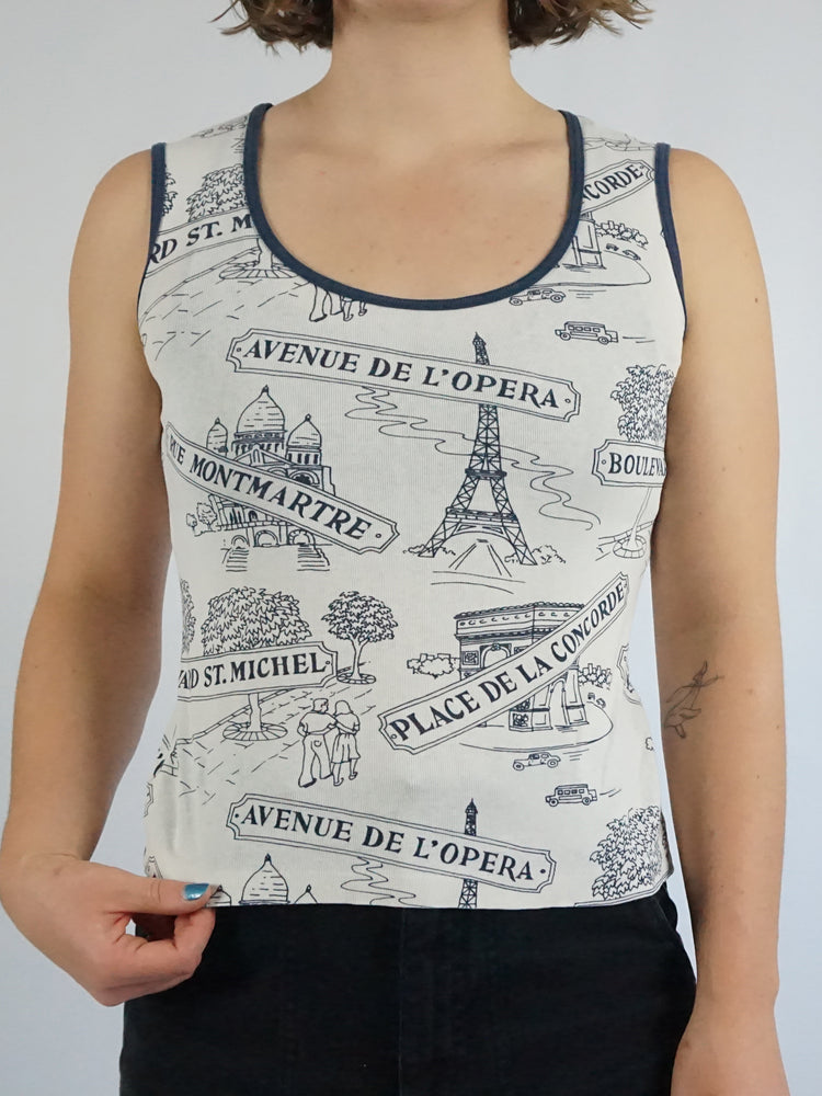 Paris Themed Vest Top - S