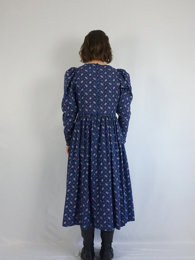 Laura Ashley Navy Blue Dress - M