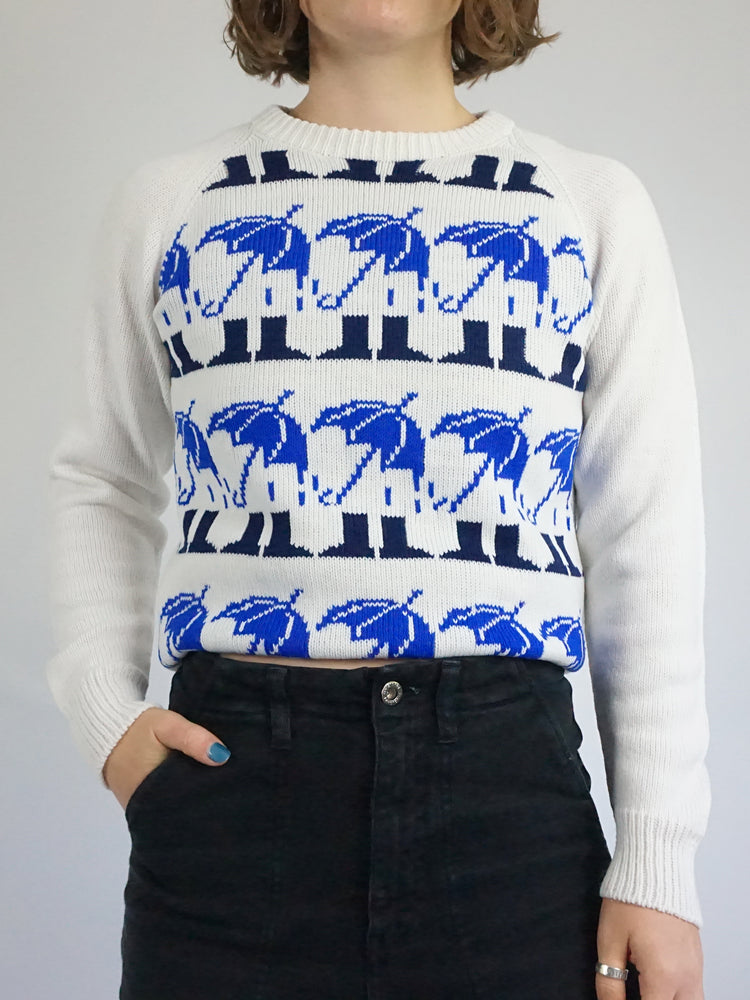 Umbrella & Welly Boots Jumper - S