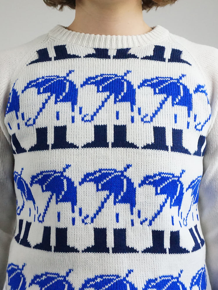 Umbrella & Welly Boots Jumper - S