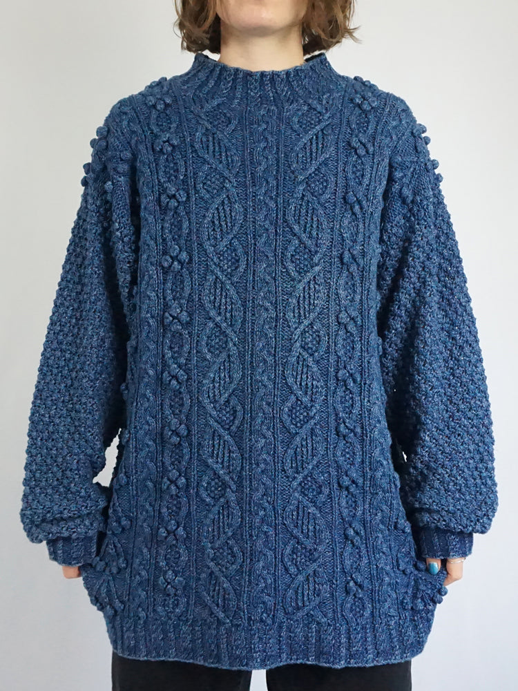 Blue Chunky Cotton Jumper - XL