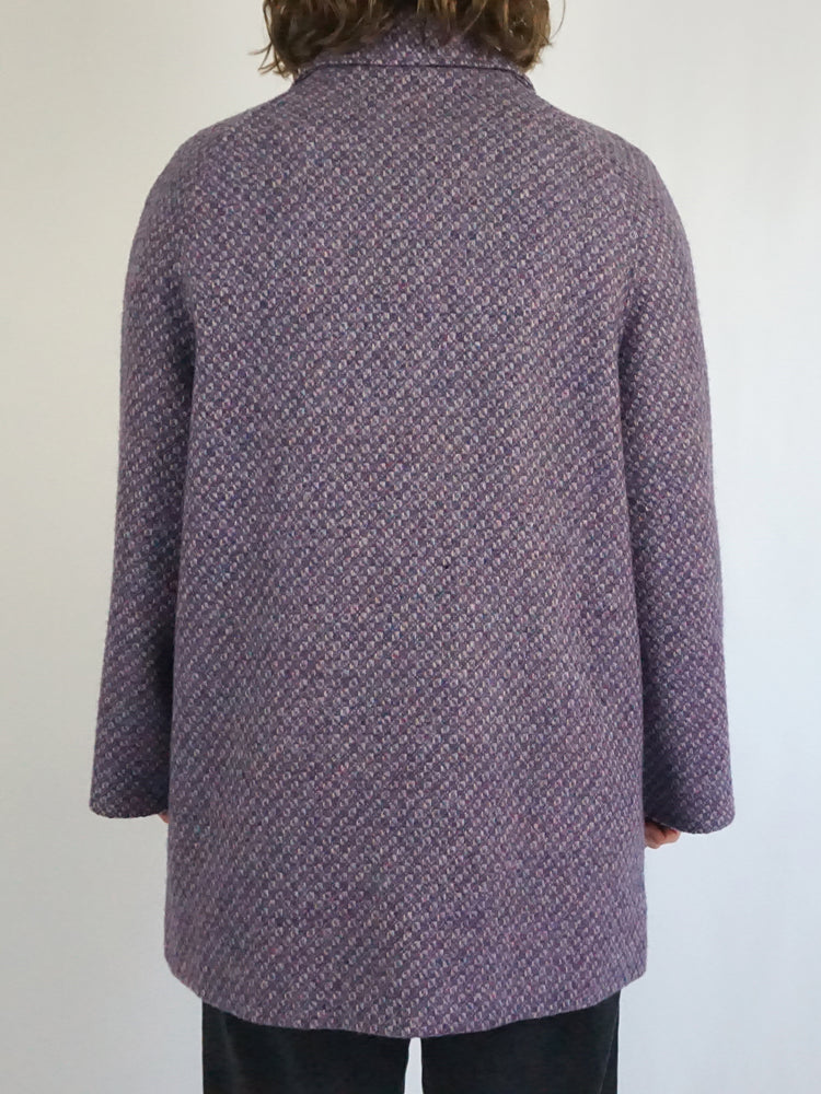 Purple Patterned Wool Coat - M