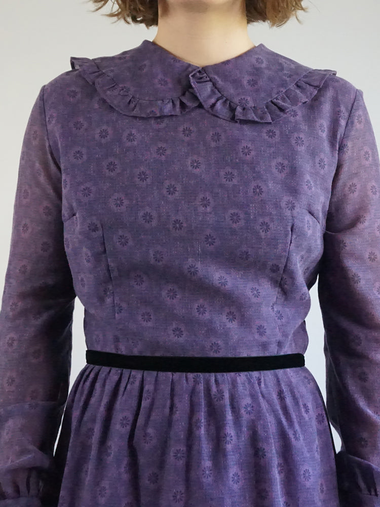 Purple Floral Tiered Dress - M