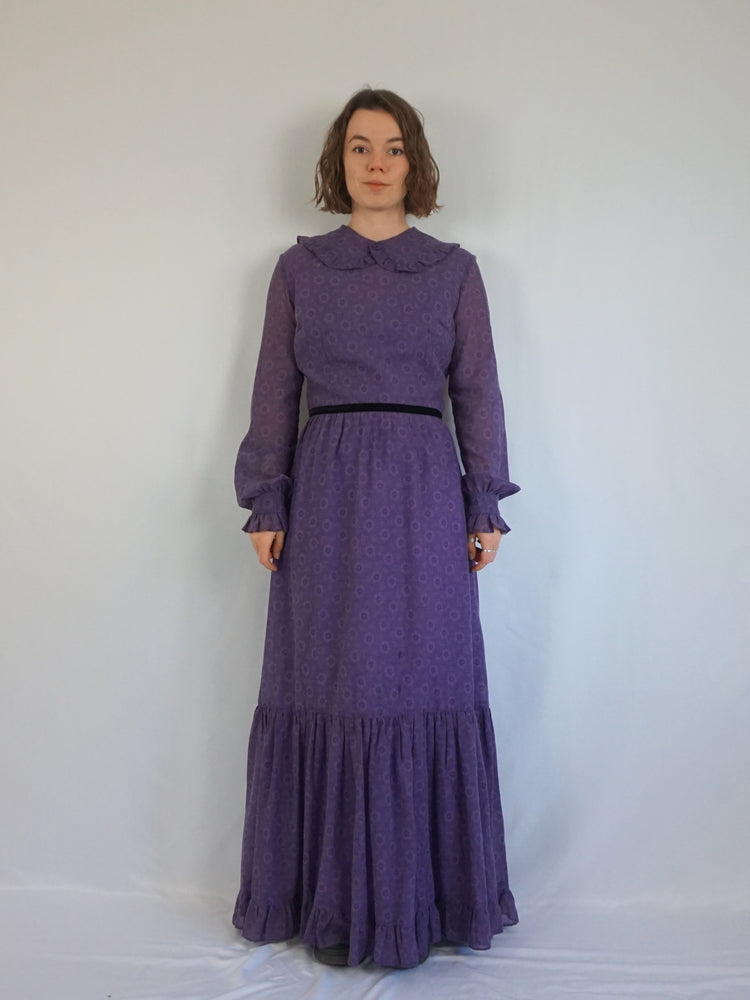 Purple Floral Tiered Dress - M