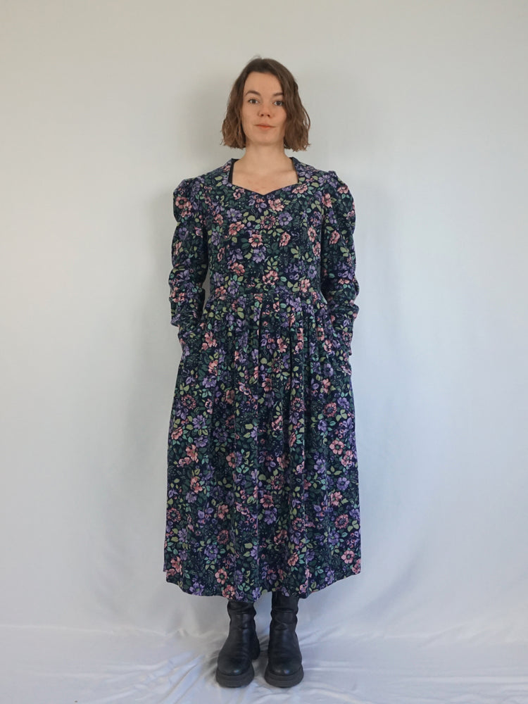 Laura Ashley Floral Corduroy Dress - M