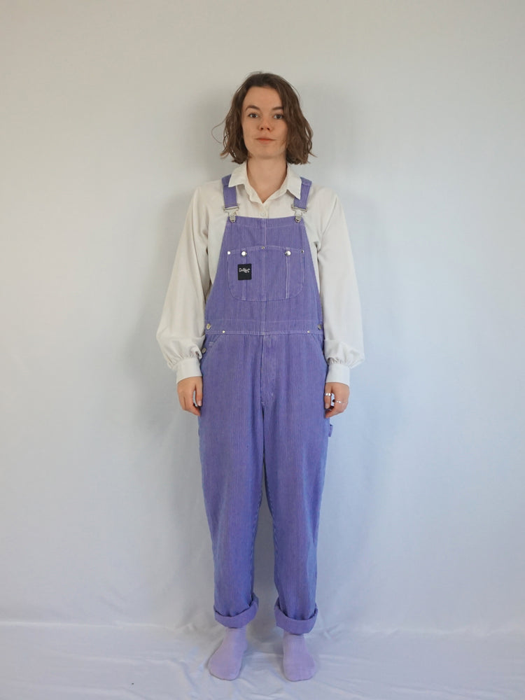 Pink & Blue Pinstripe Dungarees - L
