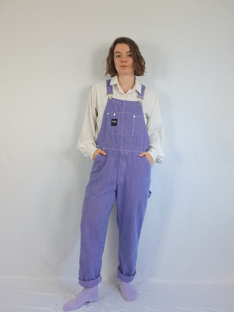 Pink & Blue Pinstripe Dungarees - L
