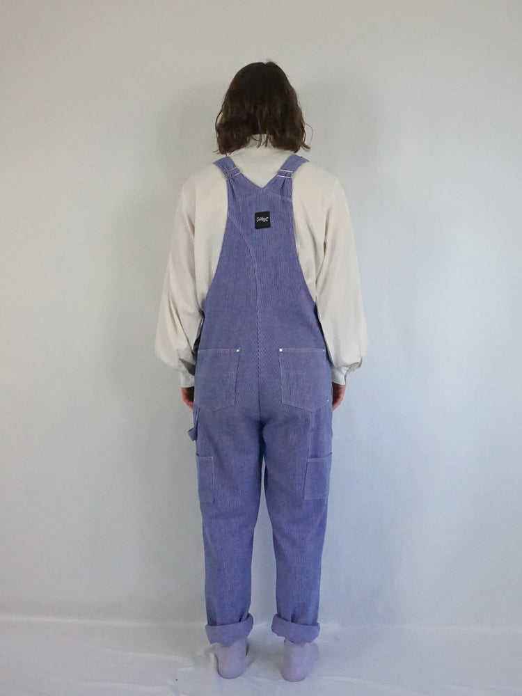 Pink & Blue Pinstripe Dungarees - L