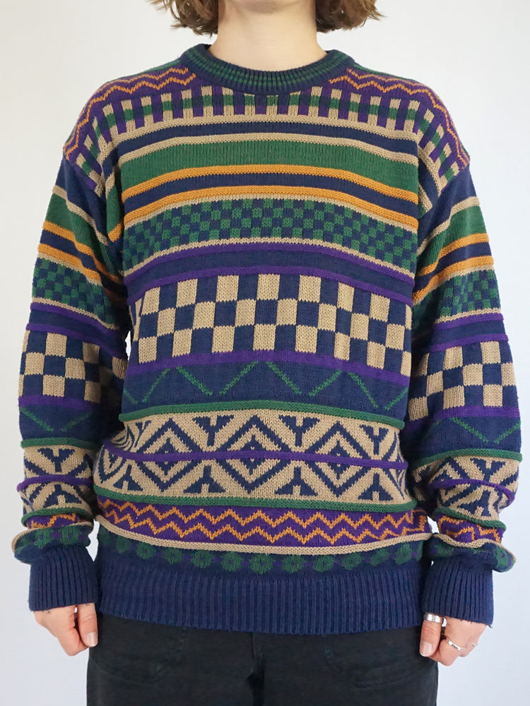 Funky Patterned Cotton Jumper - L
