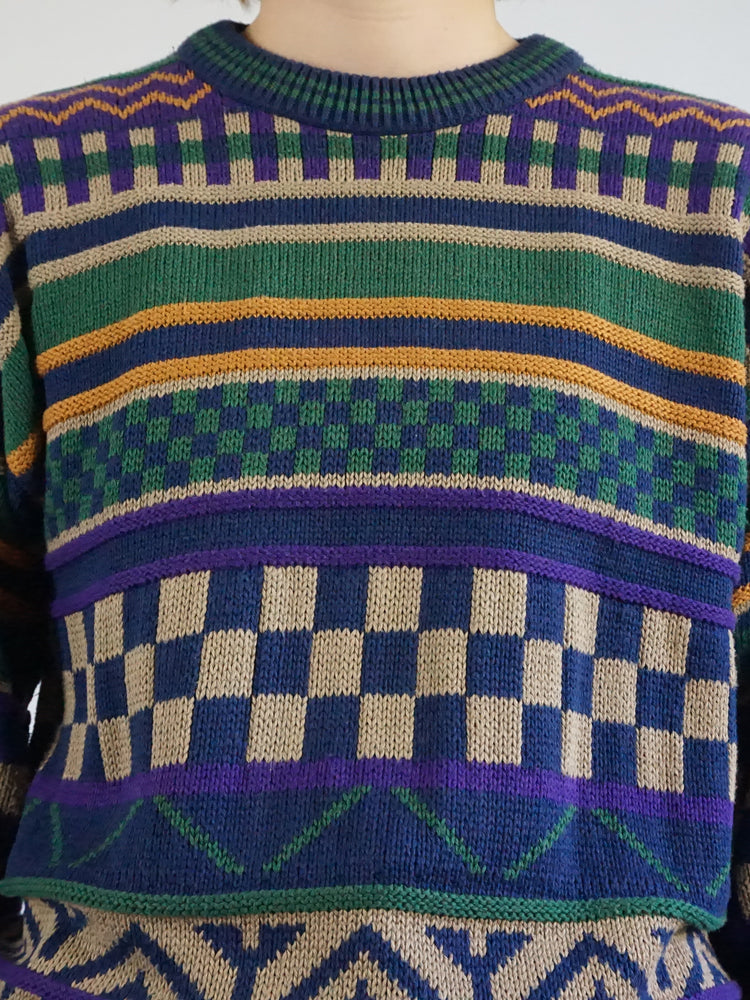 Funky Patterned Cotton Jumper - L