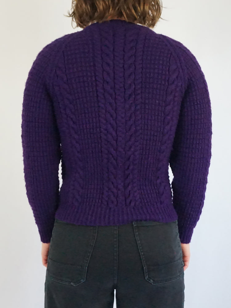 Purple Cable Knit Cardigan - S