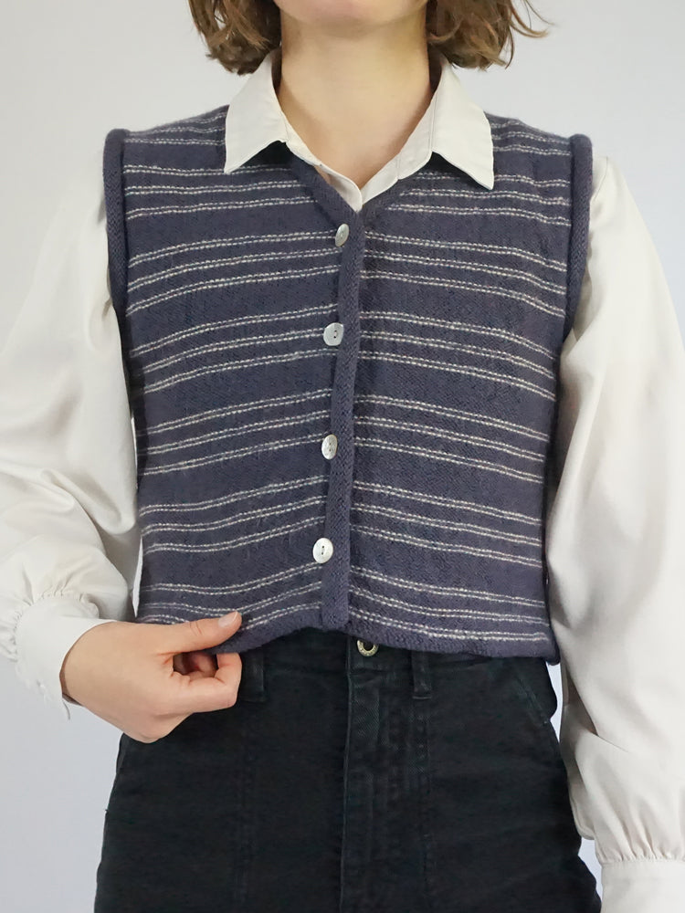 Purple Striped Sweater Vest - S