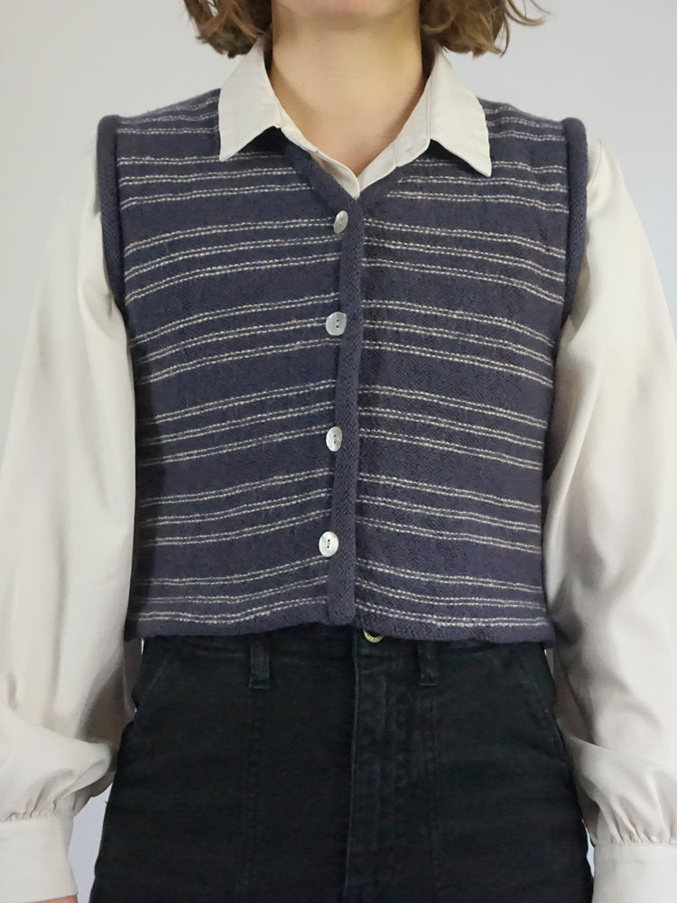 Purple Striped Sweater Vest - S