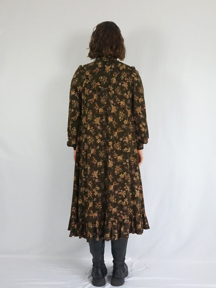 Autumnal Brown Smock Dress - M