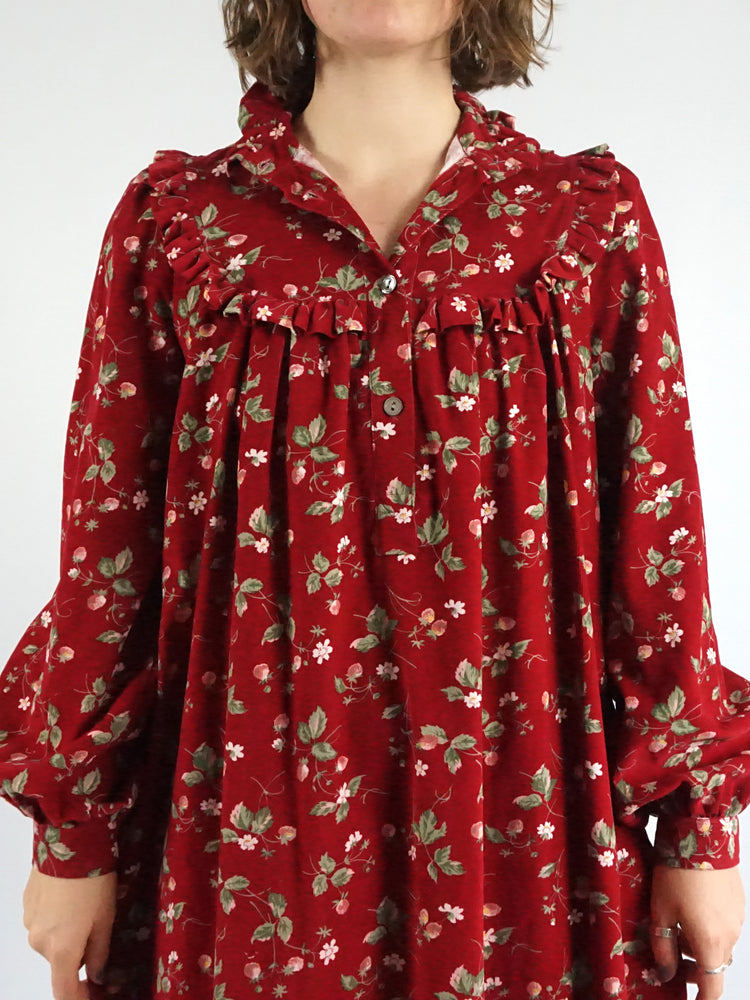 Laura Ashley Strawberry Corduroy Dress - M