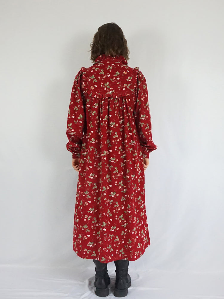 Laura Ashley Strawberry Corduroy Dress - M