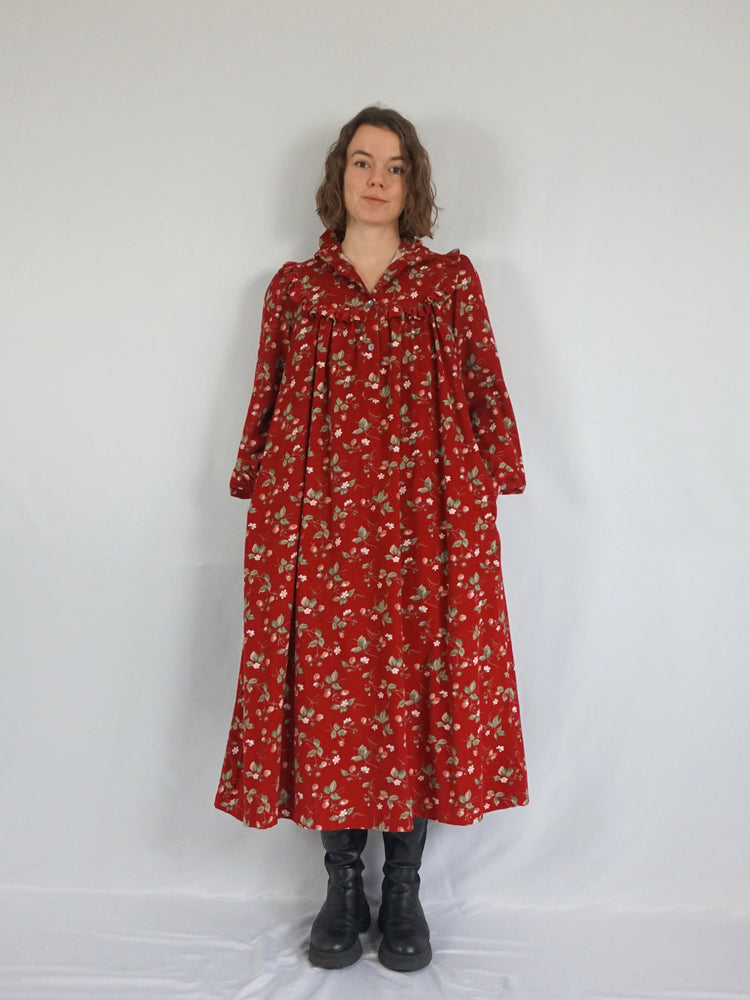 Laura Ashley Strawberry Corduroy Dress - M