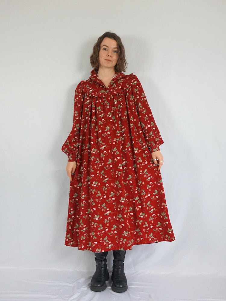 Laura Ashley Strawberry Corduroy Dress - M