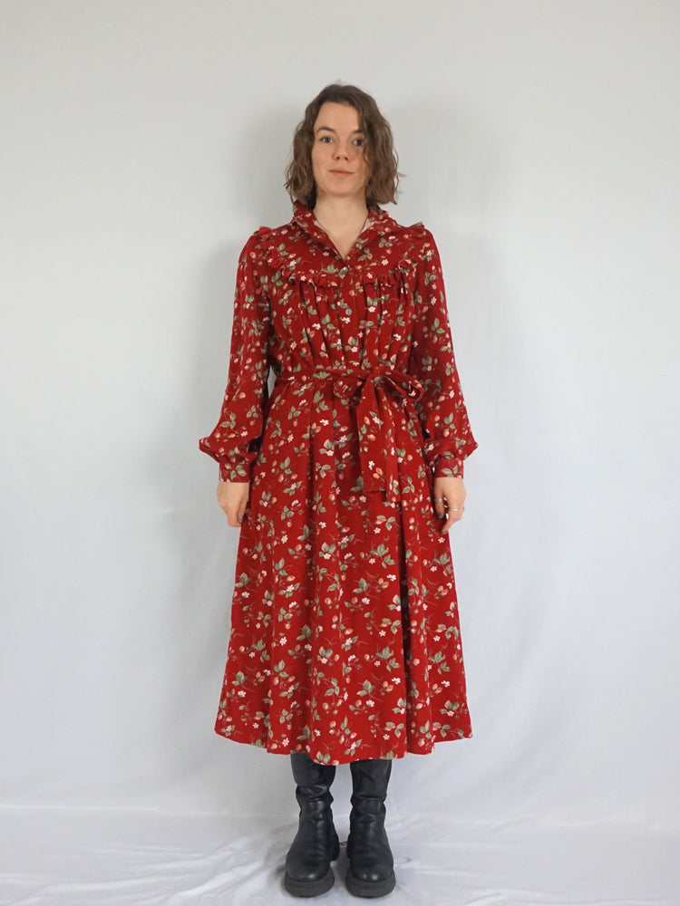 Laura Ashley Strawberry Corduroy Dress - M