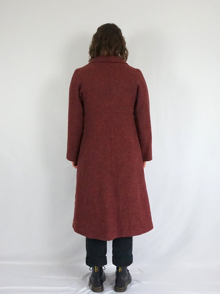 Burgundy Wool Trench Coat - S