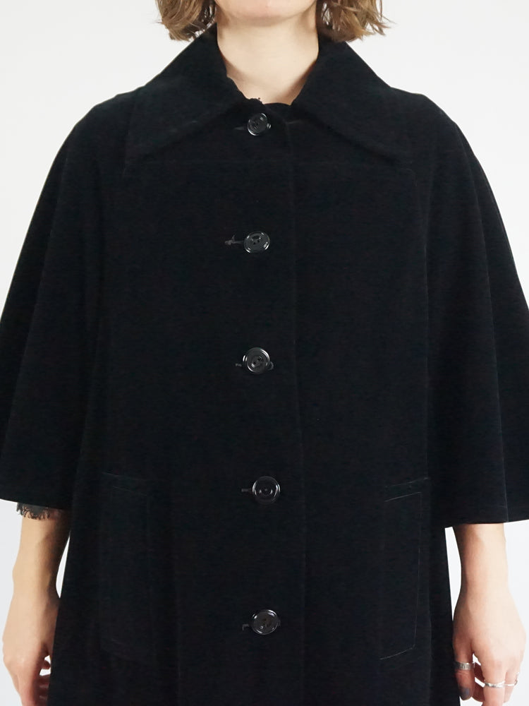 Velvet Cape Sleeve Coat - M