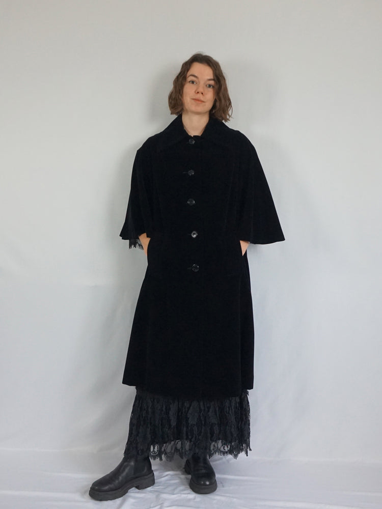 Velvet Cape Sleeve Coat - M