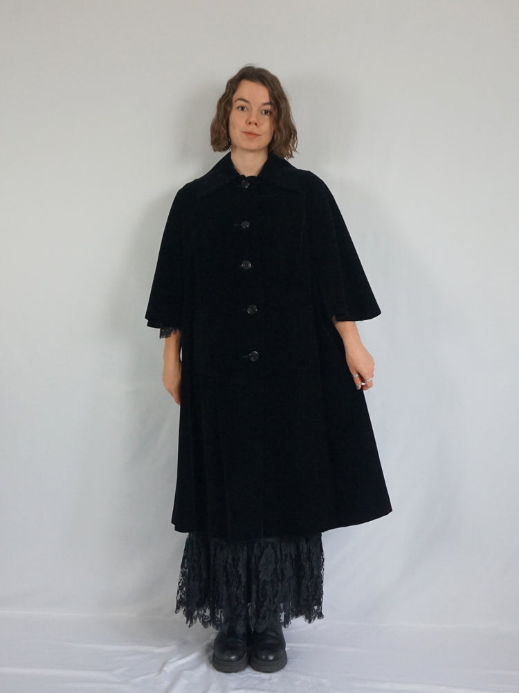 Velvet Cape Sleeve Coat - M