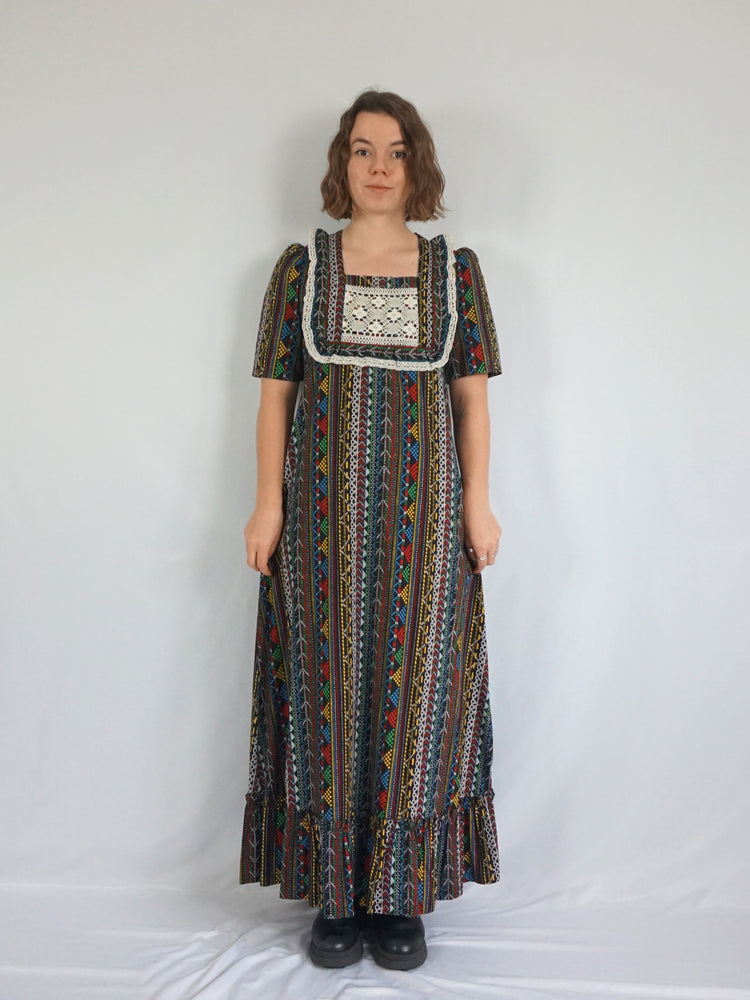 Funky Patterned Maxi Dress - S