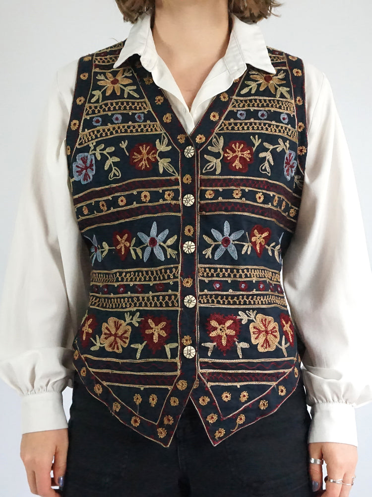 Monsoon Floral Embroidered Waistcoat - M