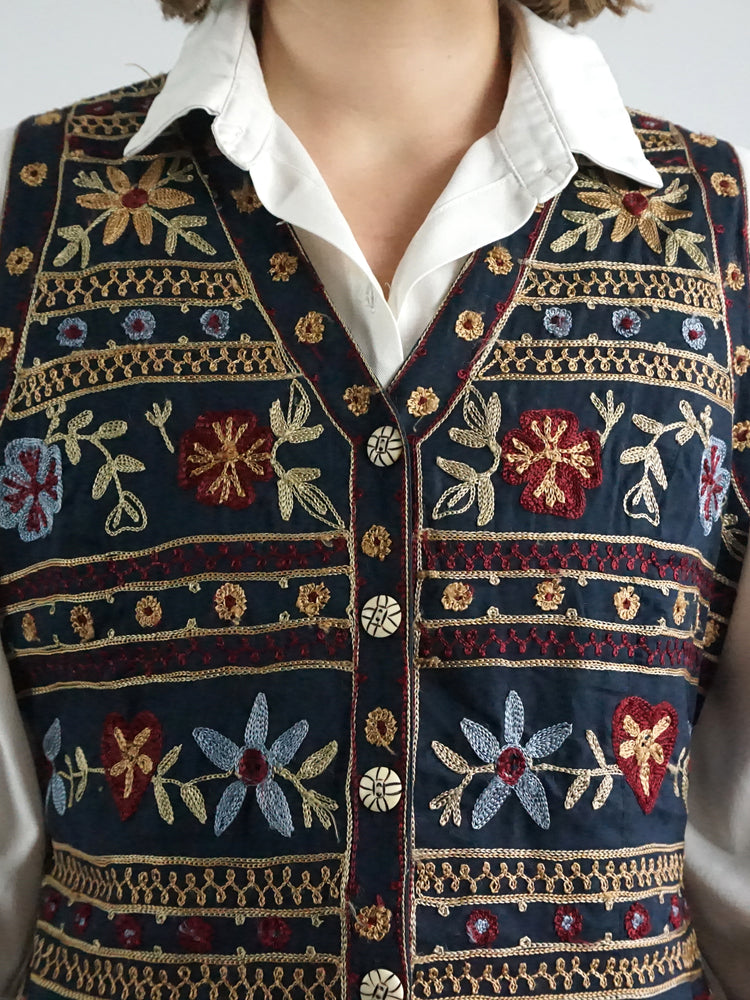 Monsoon Floral Embroidered Waistcoat - M