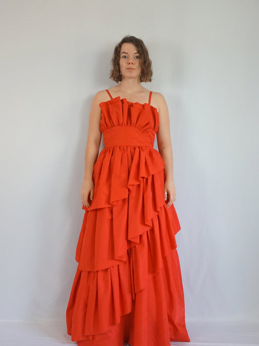 Waterfall Taffeta Ballgown Dress - XS