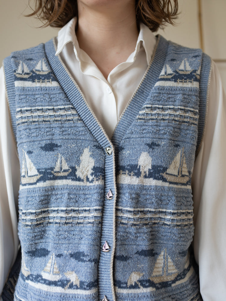 90s Northern Reflections Sailboat Vest - M