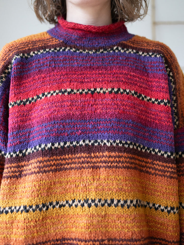 90s Amano Rainbow Stripe Wool Jumper - XXL