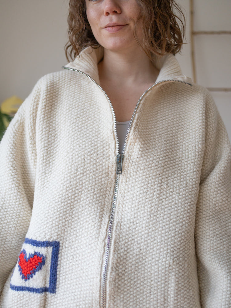 90s Pachamama Heart Zip Cardigan - XL