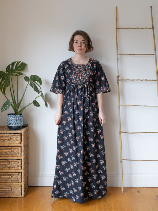 Floral Square Neck Maxi Dress - S