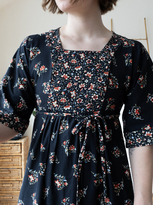 Floral Square Neck Maxi Dress - S