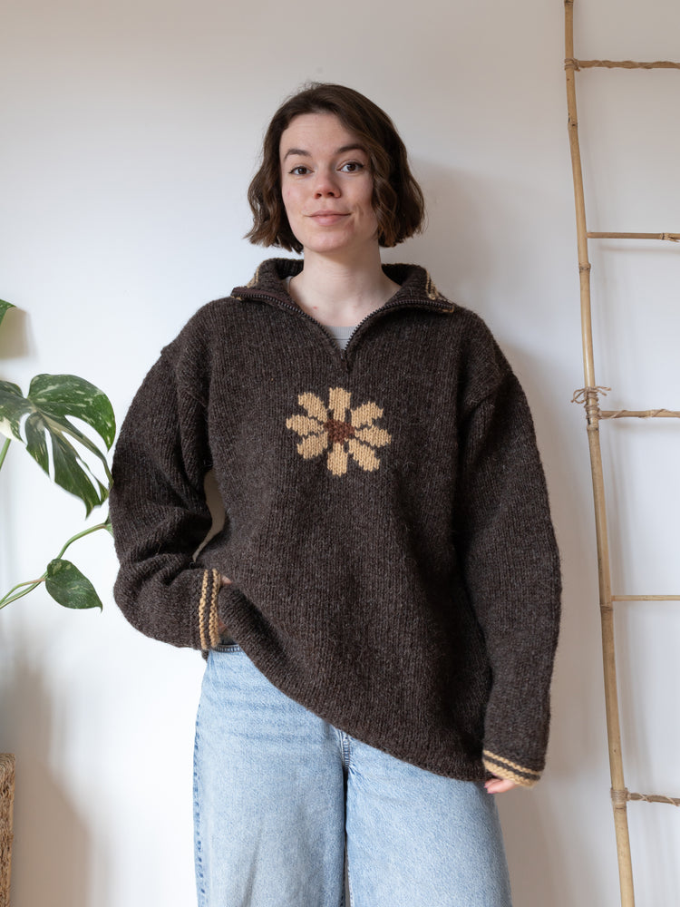 Pachamama 1/4 Zip Daisy Jumper - XL