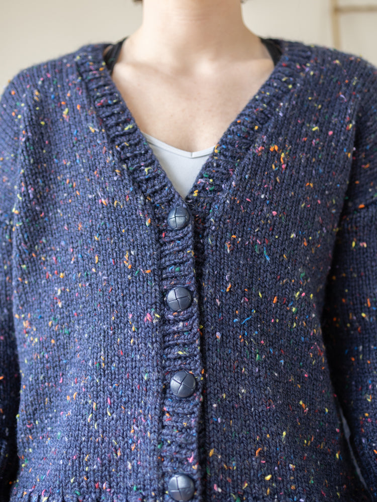 Navy Blue Speckled Cardigan - L