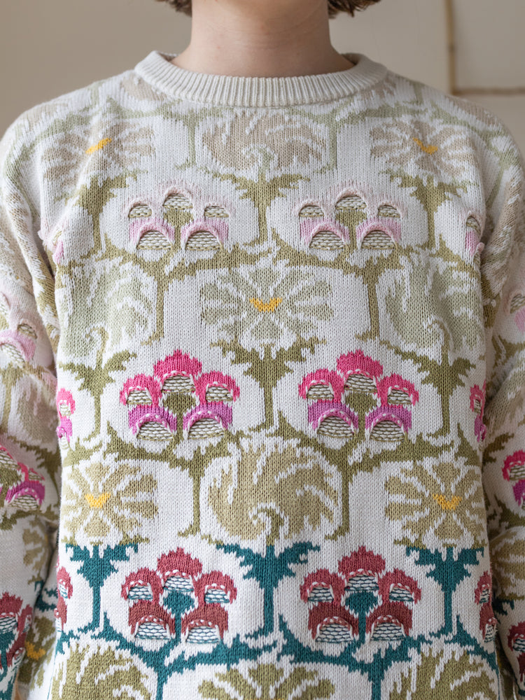 Pink Floral Cotton Jumper - M
