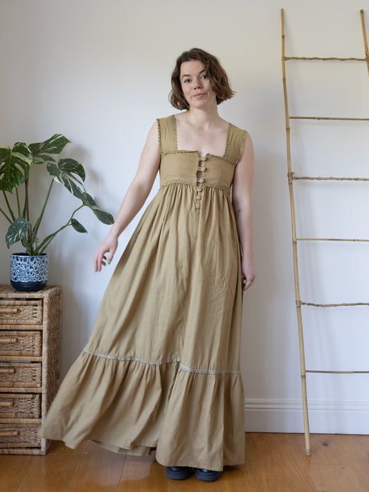 Sand Brown Button Up Dress - S