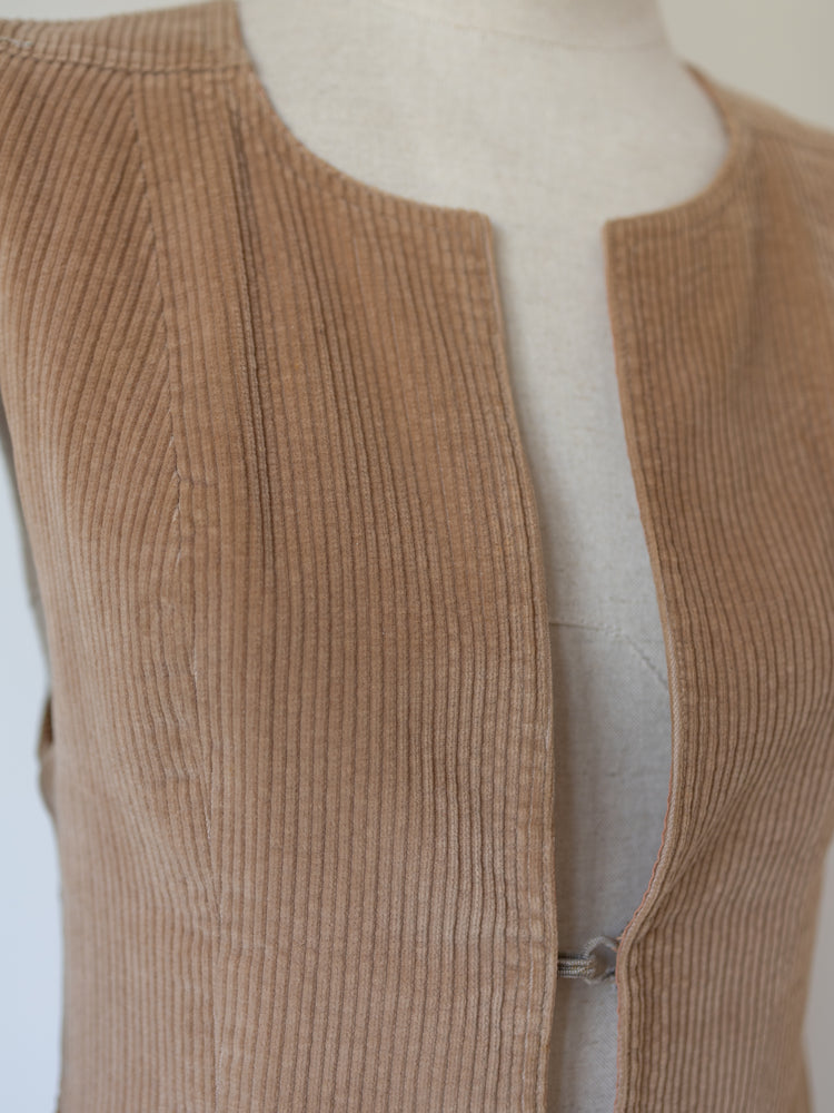 Sand Brown Cord Vest - XS