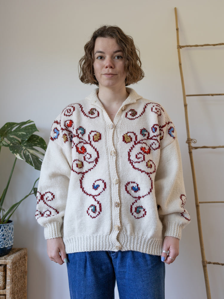 Peacock Patterned Cardigan - XL