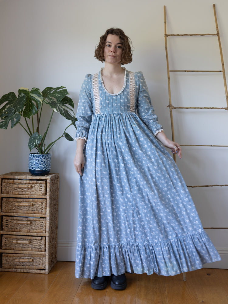 Laura Ashley Cornflower Blue Prairie Dress - S/M