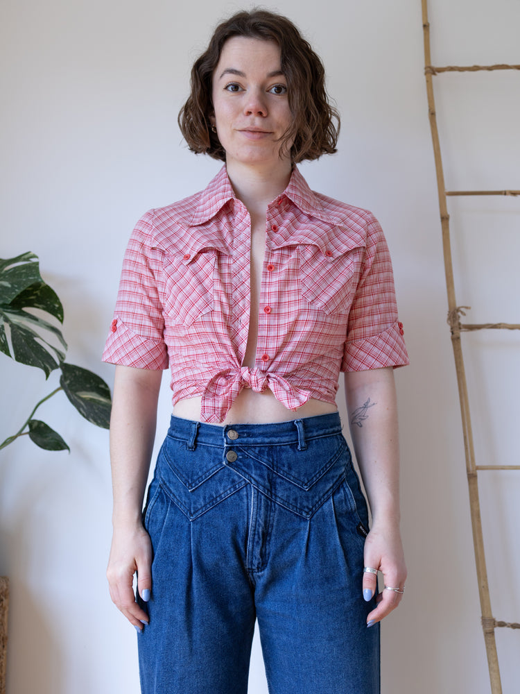 Western Style Plaid Shirt - S