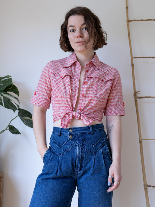 Western Style Plaid Shirt - S